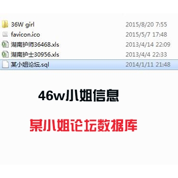 46万小姐信息 某小姐论坛数据库出售